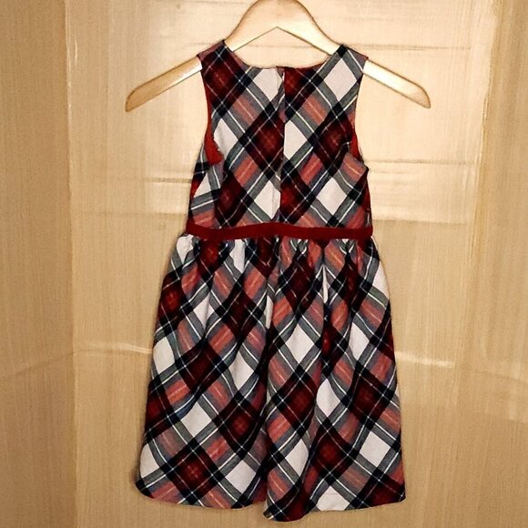 H&M Girls Red Green Plaid Holiday Fancy Party Dress 7-8 - Picture 2 of 6